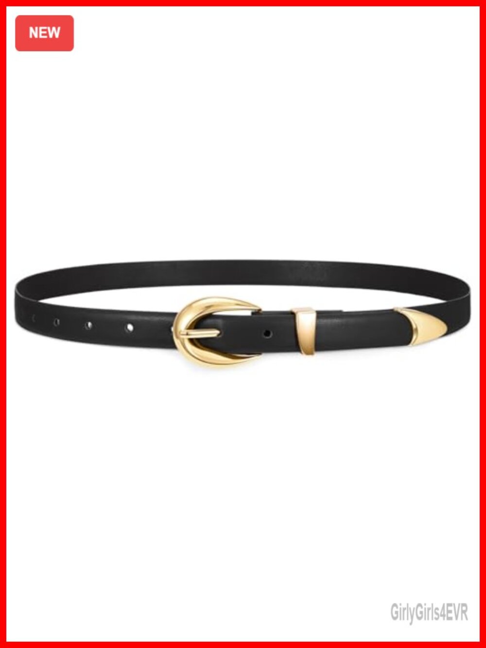 Skinny PU Leather Women's Belt Gold Buckle Thin Waist Jeans Dress Pants